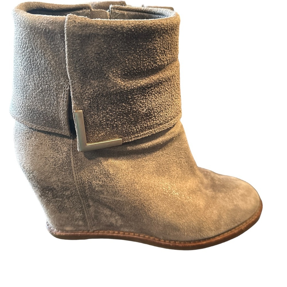 Johnston & Murphy Suede Wedge Ankle Boots Taupe Size 7 - Picture 8 of 10